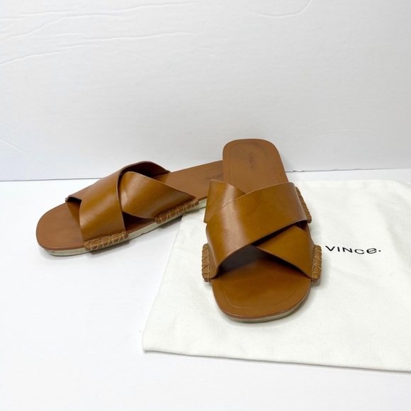 SOLD. Vince Nico cross strap leather slide sandal - Picture 6 of 9